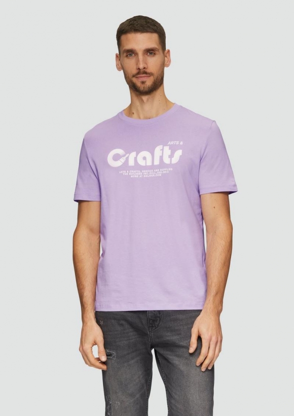 s.Oliver T-Shirt mit Crew Neck und Frontprint - lavendel