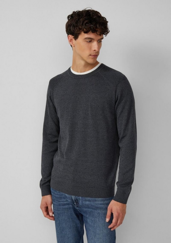 s.Oliver Strickpullover mit Crew Neck und Raglanärmeln - schwarz