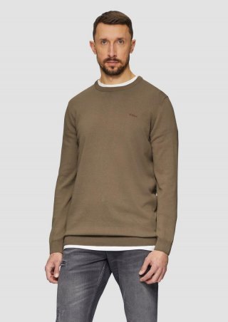 s.Oliver Strickpullover mit Logo-Stickerei - sandstein