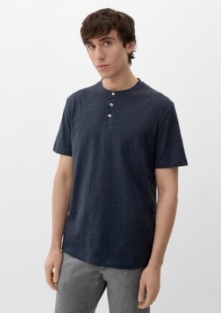 s.Oliver T-Shirt mit Henleyausschnitt - navy