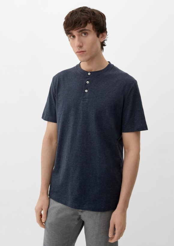 s.Oliver T-Shirt mit Henleyausschnitt - navy