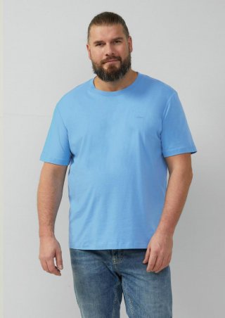 s.Oliver Baumwoll-T-Shirt mit Logo-Print - blau