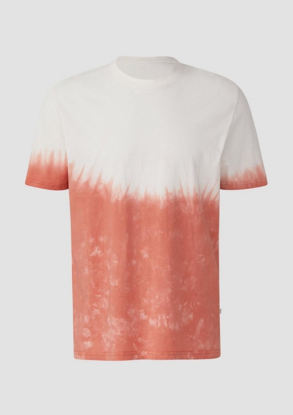 s.Oliver T-Shirt mit Rundhalsausschnitt und Batikeffekt - papaya