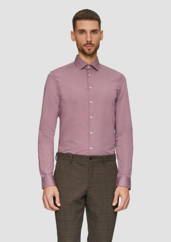 s.Oliver Tailored Fit: Hemd aus Baumwollstrech mit Kentkragen - zartrosa