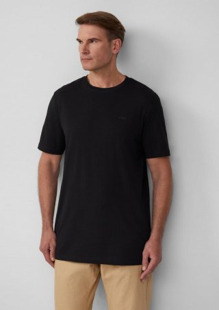 s.Oliver T-Shirt mit Crew Neck und Label-Print - schwarz