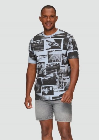 s.Oliver T-Shirt aus Baumwoll-Jersey mit All-over-Print - himmelblau