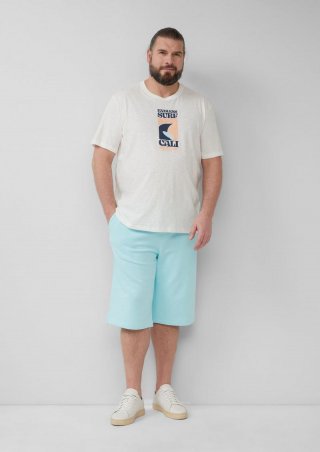 s.Oliver Detroit: Sweat-Bermuda mit Flammgarnstruktur im Relaxed Fit - minze