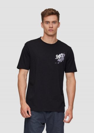 s.Oliver Baumwollshirt mit Brustprint - schwarz