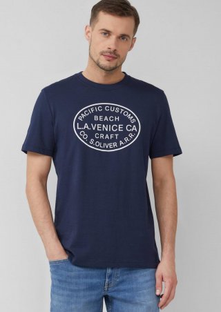 s.Oliver T-Shirt mit Crew Neck und Frontprint - tiefblau