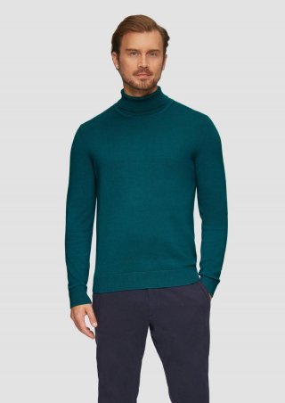 s.Oliver Rollkragenpullover aus Baumwolle - petrol