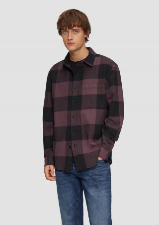 s.Oliver Relaxed Fit: Flanellhemd mit Brusttasche - lavendel