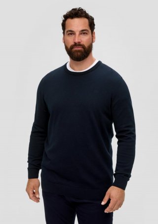 s.Oliver Strickpullover mit Logo-Stickerei - navy