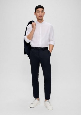 s.Oliver Slim: Karierte Jogg Suit-Hose - navy