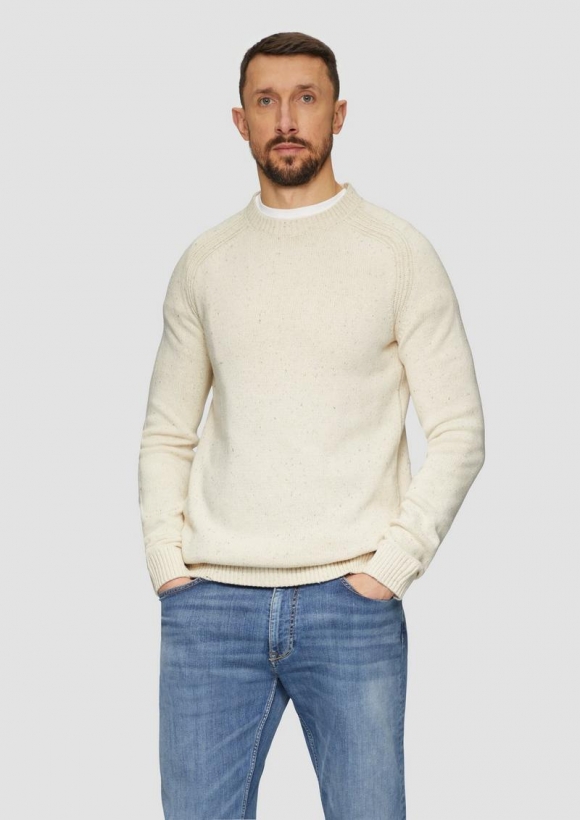 s.Oliver Crew-Neck-Pullover mit Farbeffekt - ecru