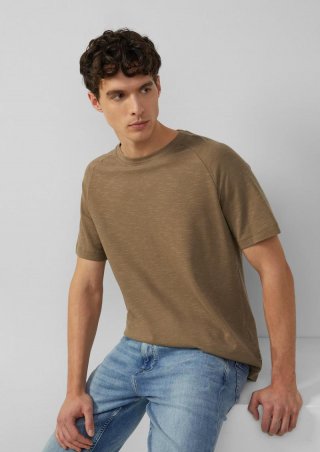 s.Oliver Raglan-Shirt mit Flammgarnstruktur - sandstein