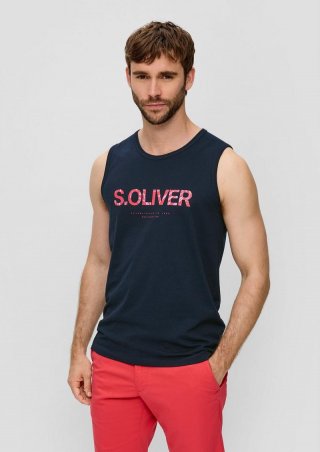 s.Oliver Ärmelloses Baumwoll-Shirt mit Frontprint - navy