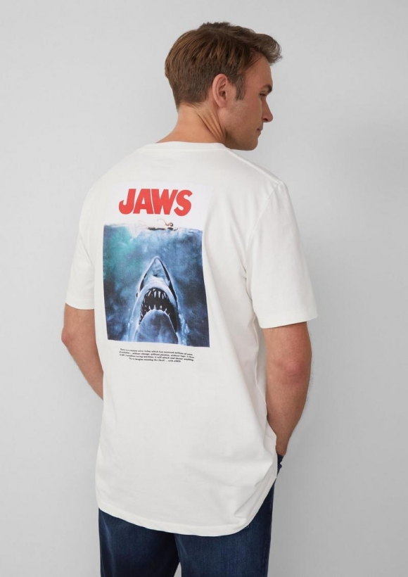 s.Oliver T-Shirt mit Crew Neck und Frontprint - weiß