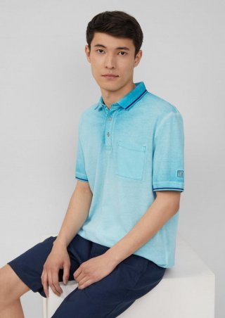 s.Oliver Piqué-Poloshirt mit Waschung und Brusttasche - pastelltürkis