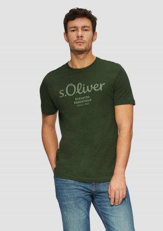 s.Oliver T-Shirt mit Logo-Print - tannengrün