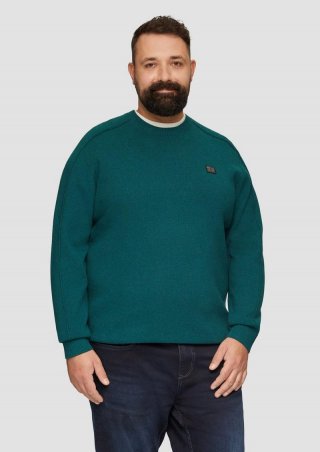 s.Oliver Strickpullover mit Nahtdetails und Logo - petrol