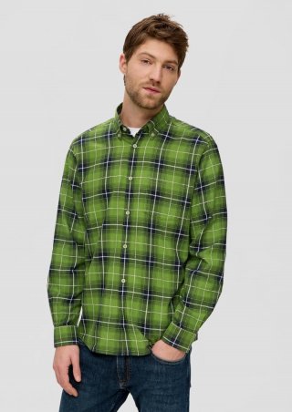 s.Oliver Regular: Langarmhemd mit Button-down-Kragen - bambusgrün