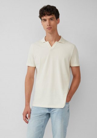s.Oliver Poloshirt aus Baumwolle mit offenem Kragen - wollweiß