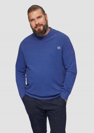 s.Oliver Sweatshirt mit Garment Dye und Logo-Detail - ozeanblau