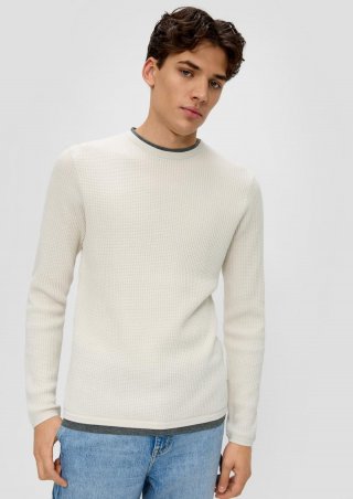 s.Oliver Strickpullover in Layering-Optik - wollweiß