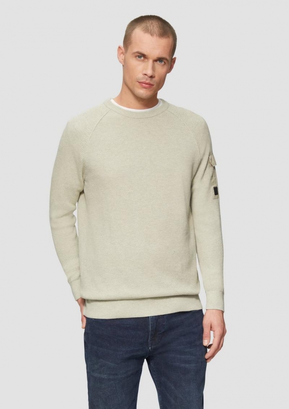 s.Oliver Strickpullover mit Raglanärmeln und Strukturmix - helles beige