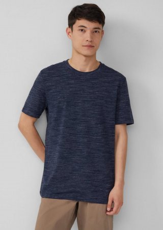 s.Oliver Meliertes T-Shirt aus Baumwollmix - tiefblau