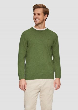 s.Oliver Strickpullover mit Logo-Stickerei - guacamole