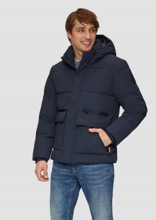 s.Oliver Gesteppte Winterjacke mit Kapuze und Innenkragen - tiefblau