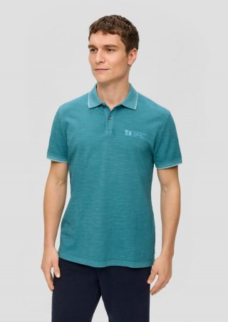s.Oliver Poloshirt mit Piquêstruktur und Logo-Print - petrol