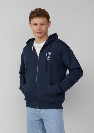 s.Oliver Hoodie-Sweatshirtjacke mit Frontprint - tiefblau