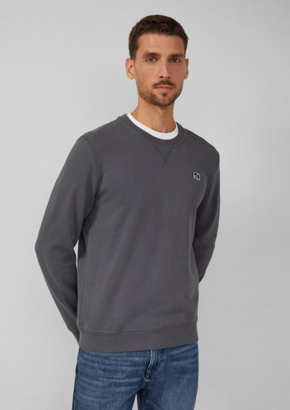 s.Oliver Sweatshirt aus Baumwollmix mit Crew Neck - schiefergrau