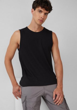 s.Oliver Jersey-Tanktop mit Rippstruktur - schwarz