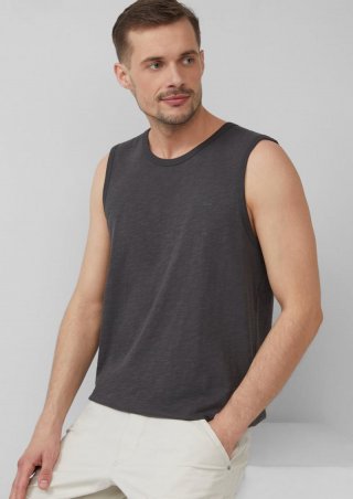 s.Oliver Baumwoll-Tanktop mit Flammgarnstruktur - schiefergrau