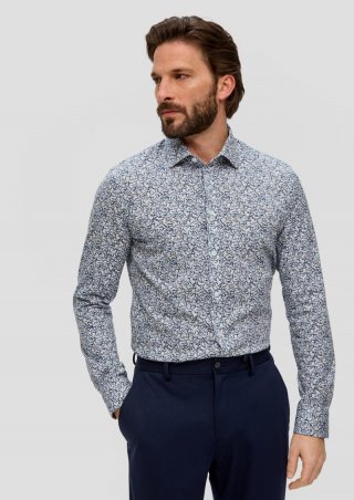 s.Oliver Jerseyhemd mit All-over-Print - himmelblau
