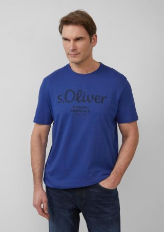 s.Oliver T-Shirt mit Logo-Print - ozeanblau