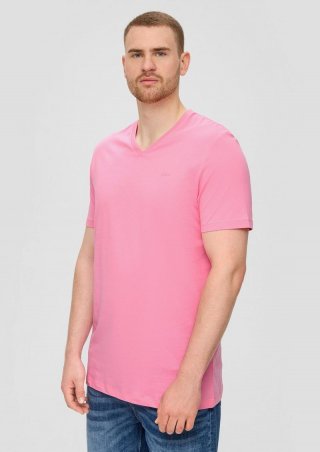 s.Oliver T-Shirt mit V-Ausschnitt und Logo-Detail - rosa