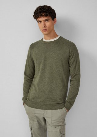 s.Oliver Strickpullover mit Crew Neck und Raglanärmeln - olivgrün