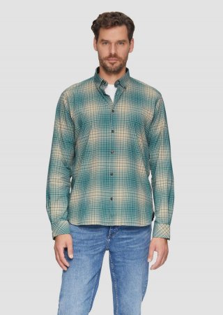 s.Oliver Regular Fit: Hemd aus Baumwollstretch mit Button-Down-Kragen - helles beige
