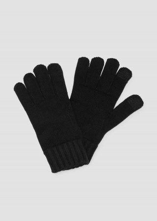 s.Oliver Handschuhe aus Baumwollstrick mit Touchscreen Funktion - schwarz
