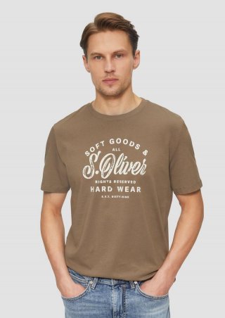 s.Oliver Baumwoll-T-Shirt mit Frontprint - sandstein