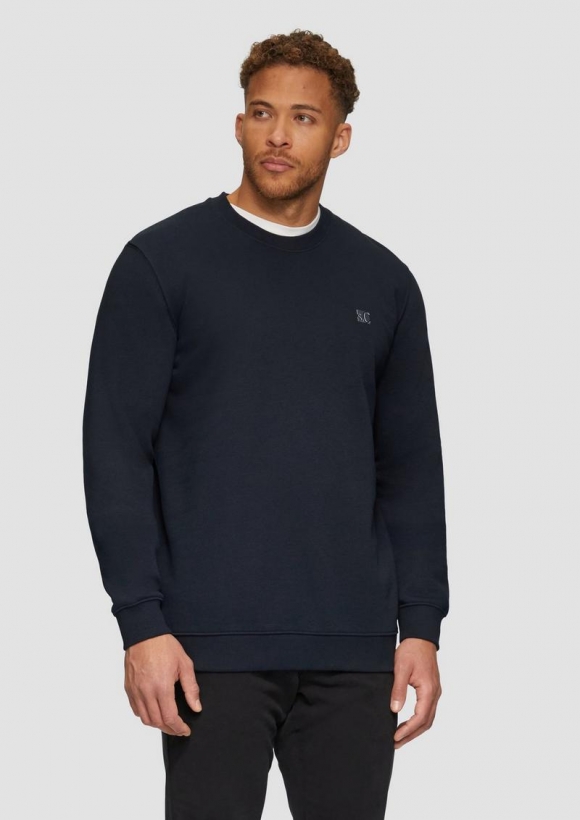 s.Oliver Sweatshirt aus Baumwollmix mit Logo-Detail - navy