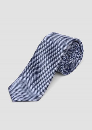 s.Oliver Krawatte aus Seidenmix mit Jacquard-Muster - tiefblau