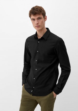 s.Oliver Slim: Hemd mit Kentkragen - schwarz