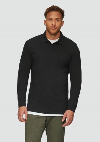 s.Oliver Poloshirt aus Piqué mit Logo-Stickerei - schwarz