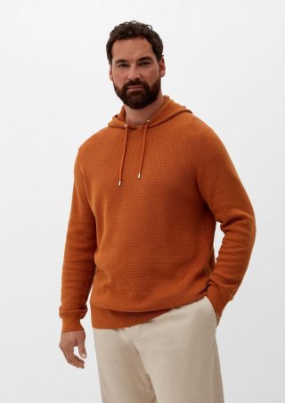 s.Oliver Strick-Hoodie mit Struktur - terrakotta