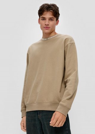 s.Oliver Sweatshirt mit Jacquard-Blende - sandfarben